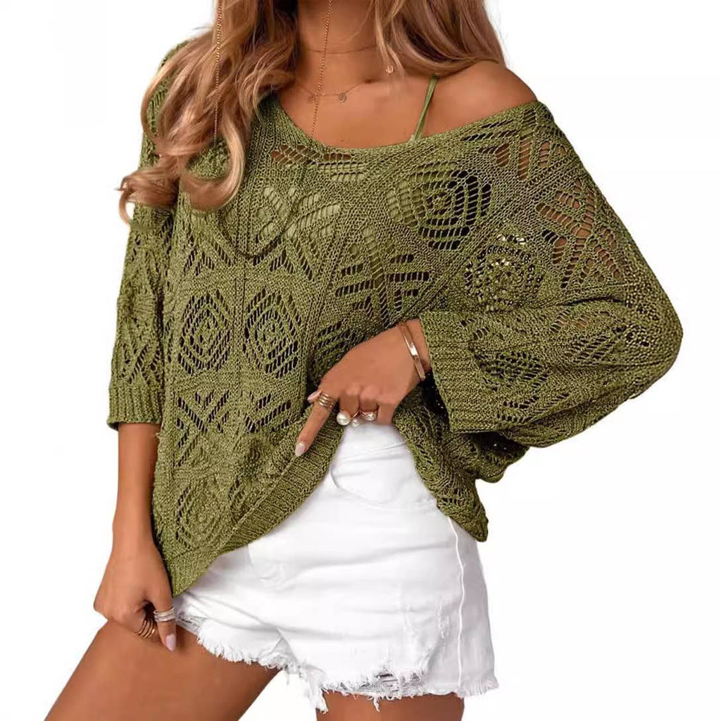 Bohemian Crochet Pattern Batsleeve Beach Knit Top