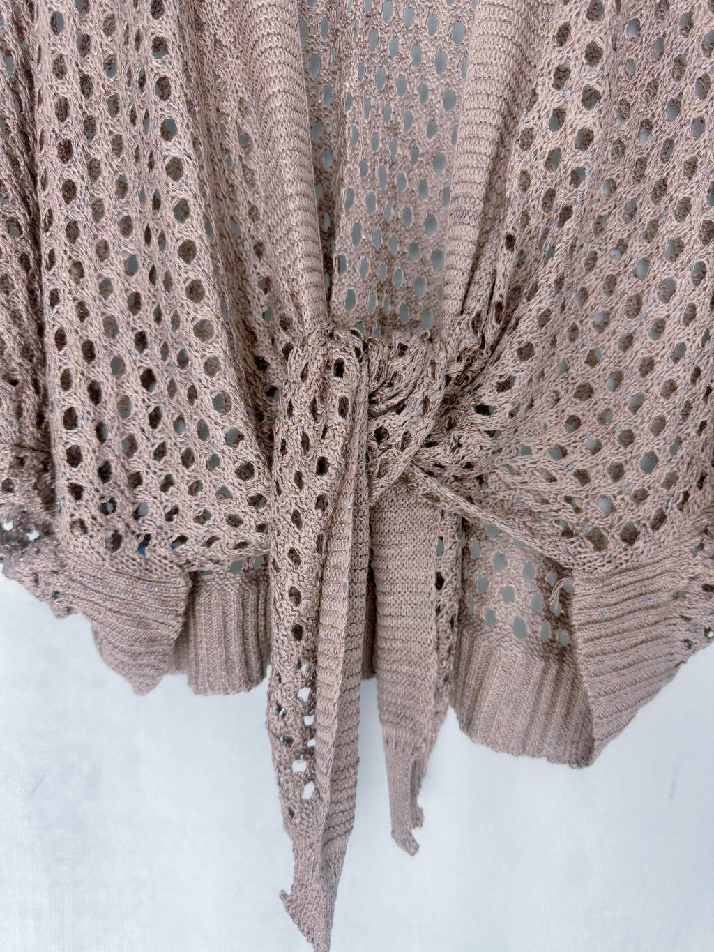 Eyelet Open-Knit cover up Cardigan with Front Tie