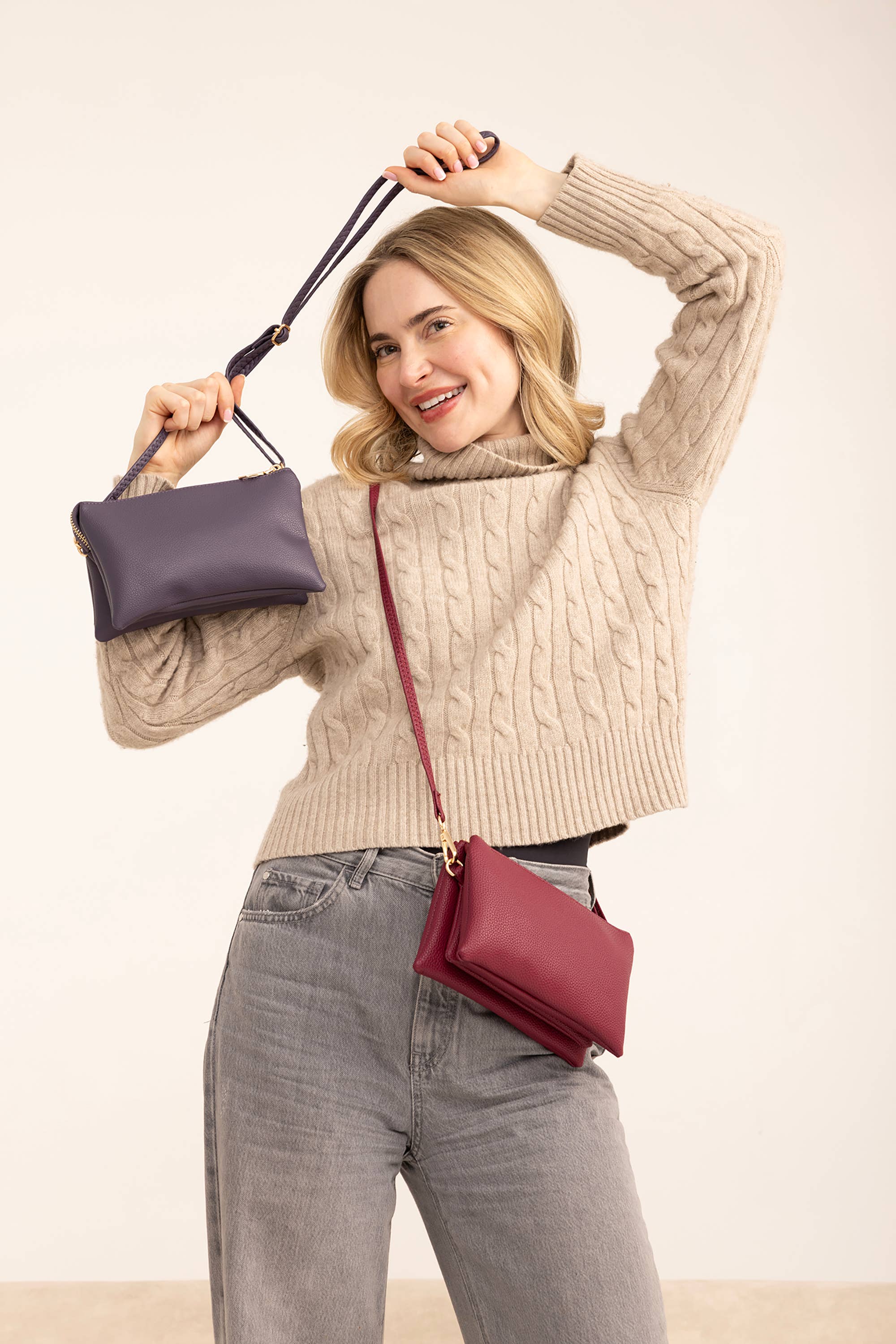 M013 Riley Monogrammable 3 Compartment Crossbody/Wristlet