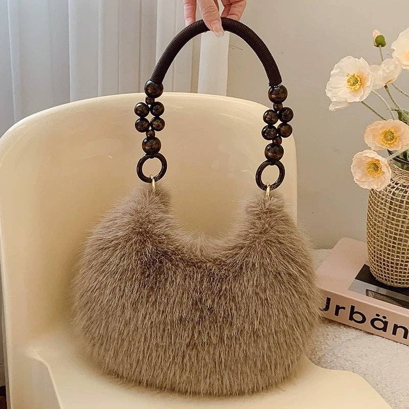 Winter Solid Soft Fluffy Underarm Handbag MK2BLW6W10BBG700