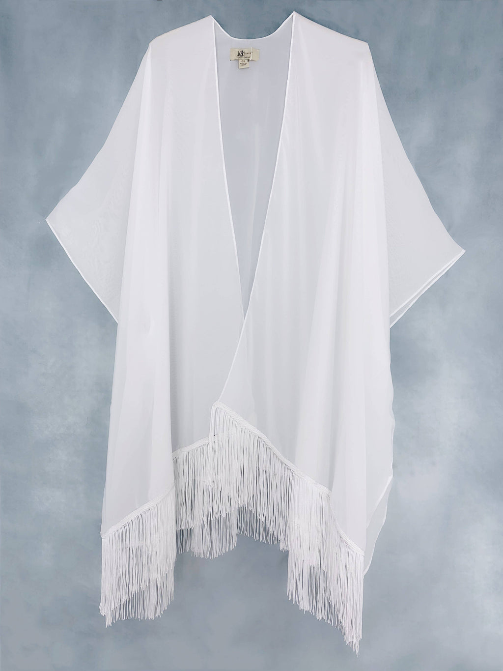 22 Colors-JC070901 Fringe-Detailed Solid Chiffon Kimono