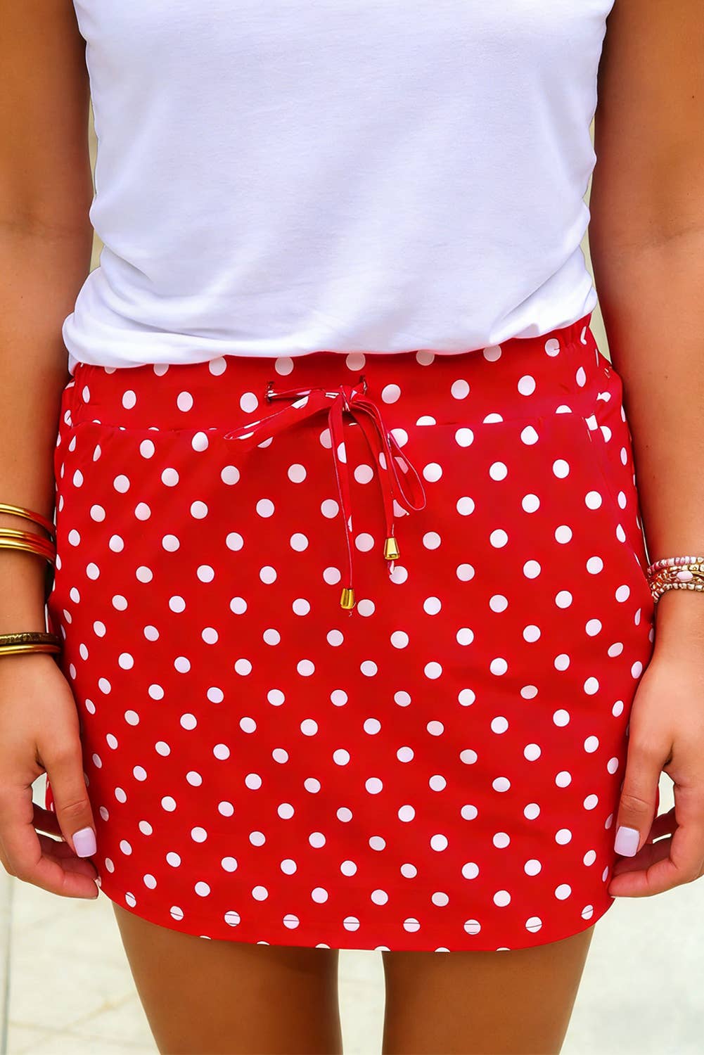 Drstrawing High Waist Polka Dot Skort With Pocket