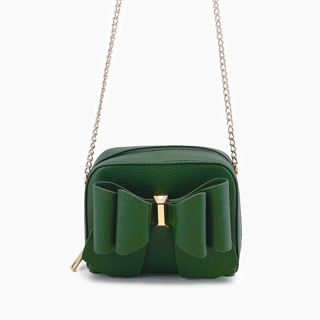 Women's Vegan Leather Long Strap Chloe Bow Mini Crossbody