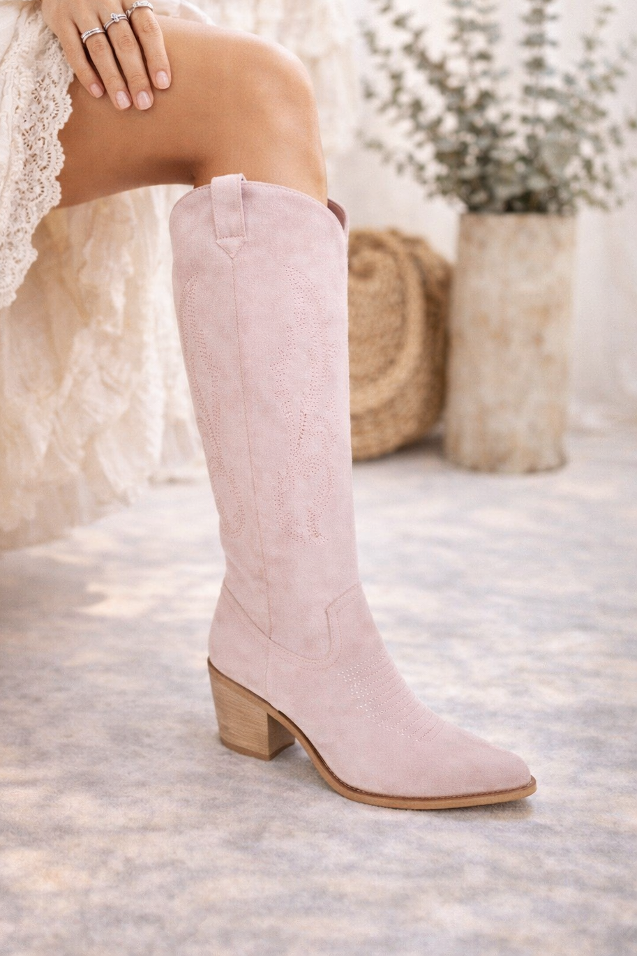 Tall Western Embroidered Block Heel Fall Boot