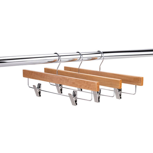 14" Natural Wood Skirt And Pants Hangers - Case of 50