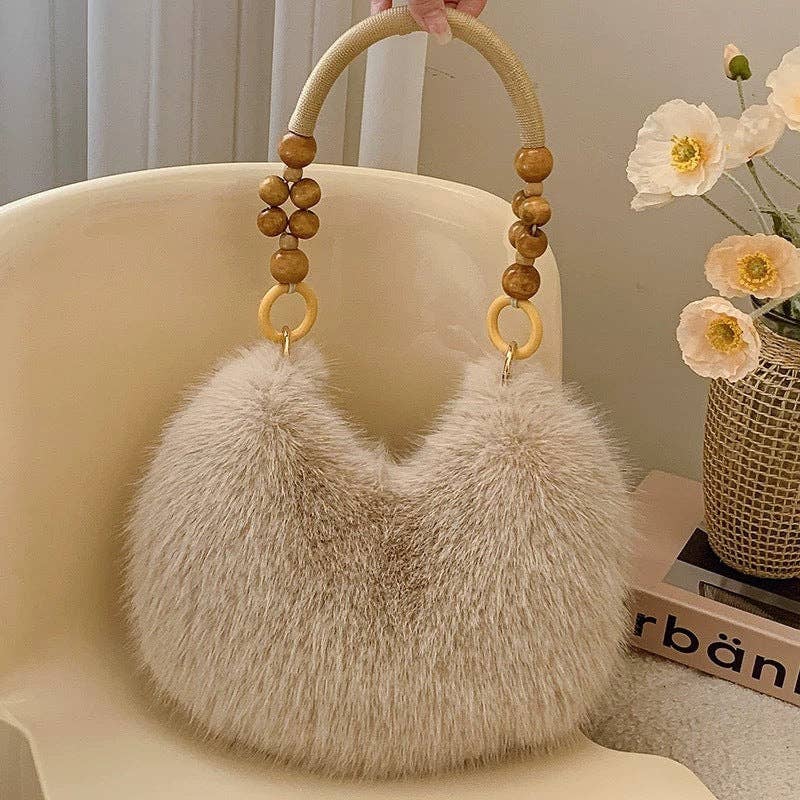 Winter Solid Soft Fluffy Underarm Handbag MK2BLW6W10BBG700