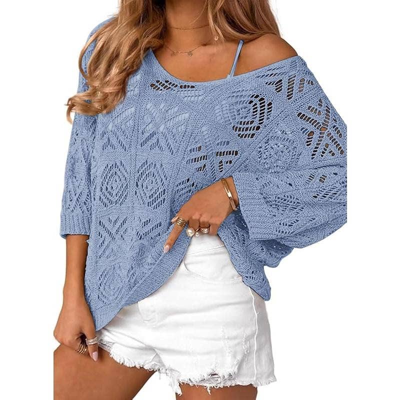 Bohemian Crochet Pattern Batsleeve Beach Knit Top
