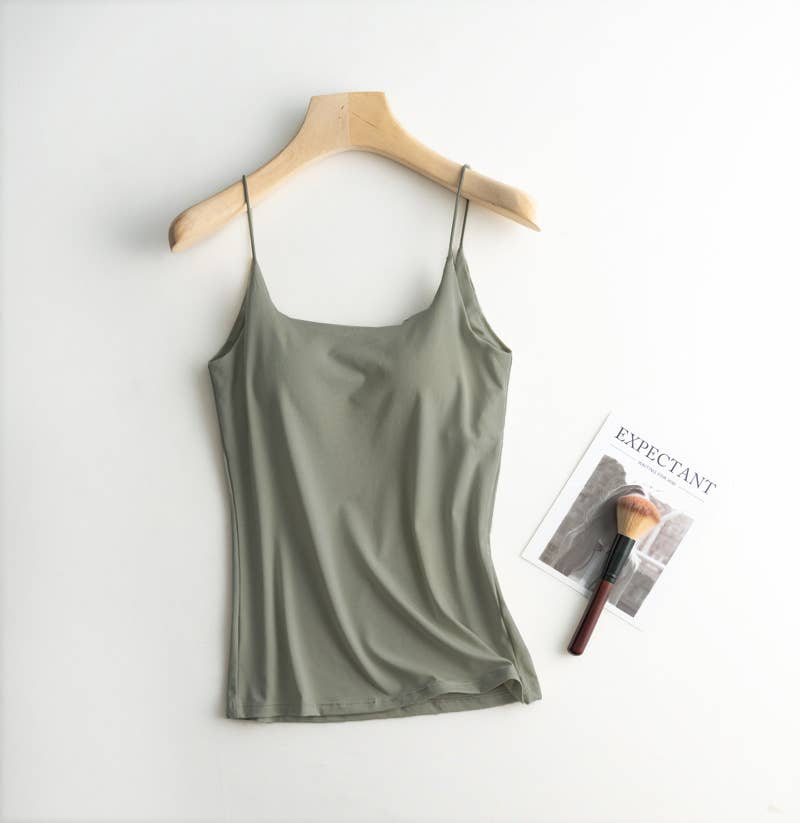 Cotton blend camisole daily regular basic self bra tank top