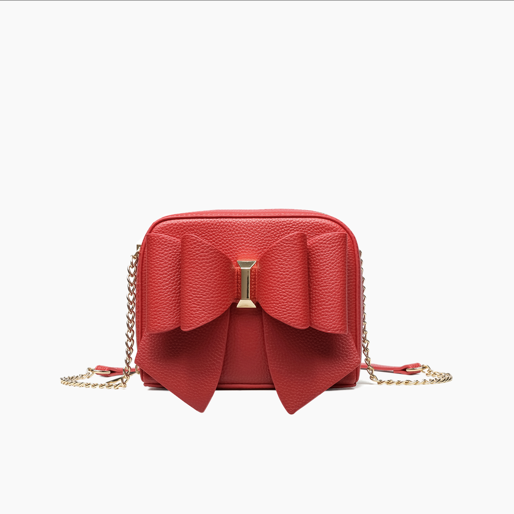 Women's Vegan Leather Long Strap Chloe Bow Mini Crossbody