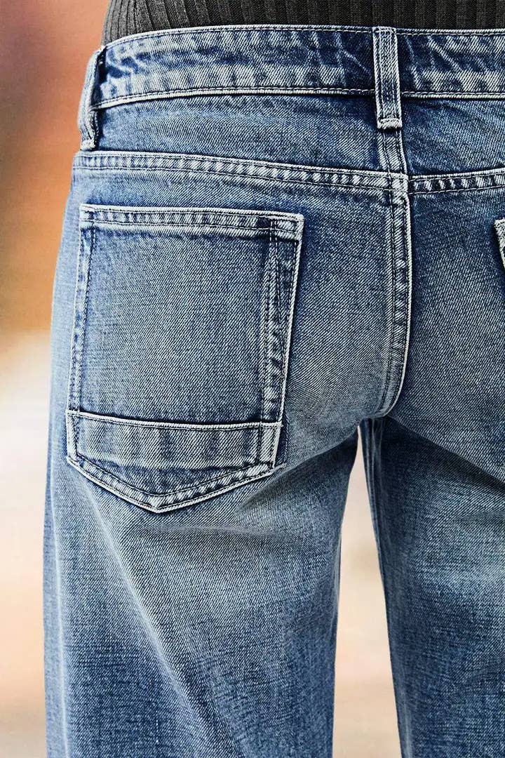 Loose high-waisted wide-leg straight-leg pants