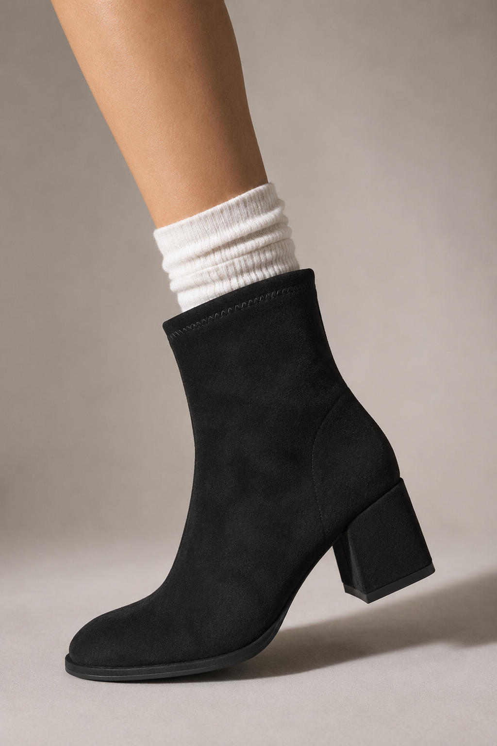 Block Heel Mid Calf Ankle Fall Boot