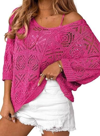 Bohemian Crochet Pattern Batsleeve Beach Knit Top