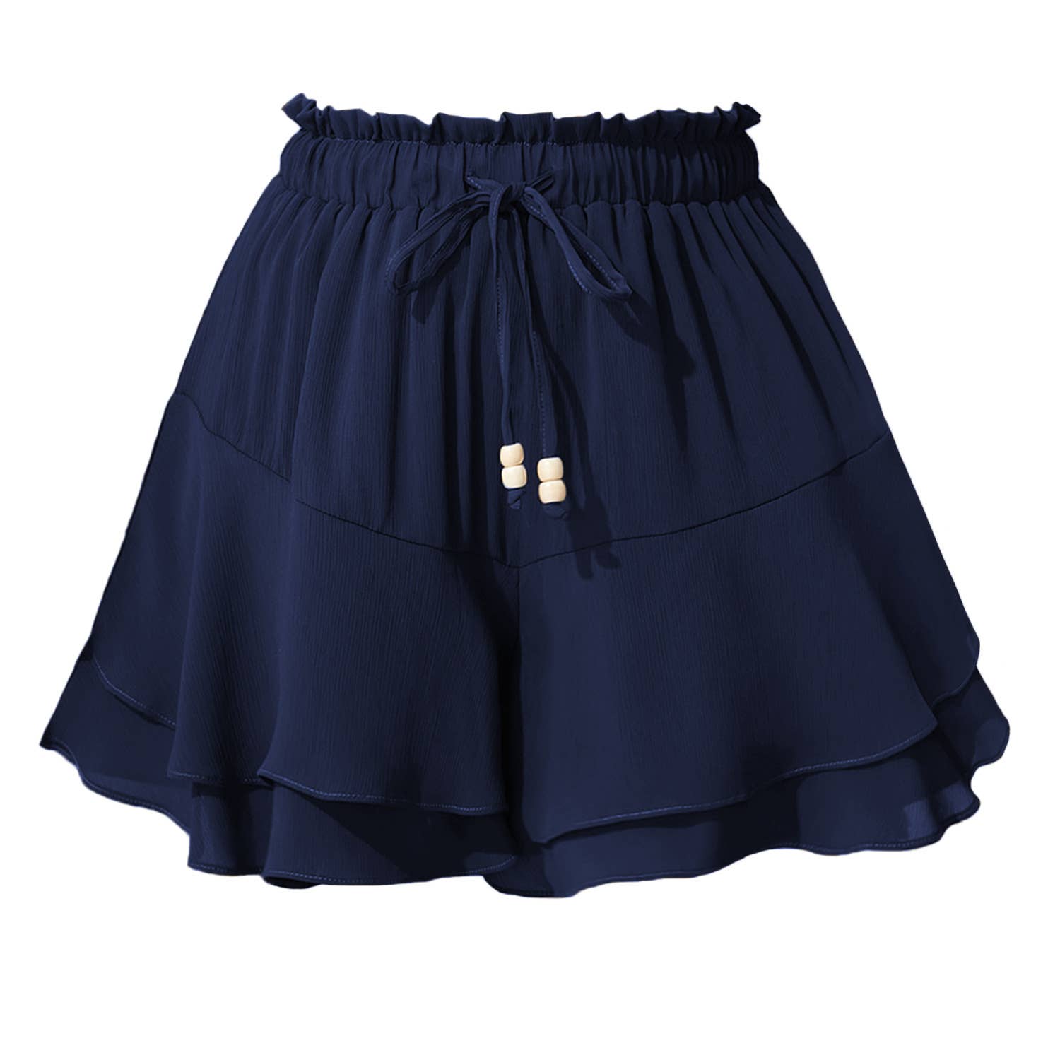Drawstring tiered ruffle skirt beach boho skort