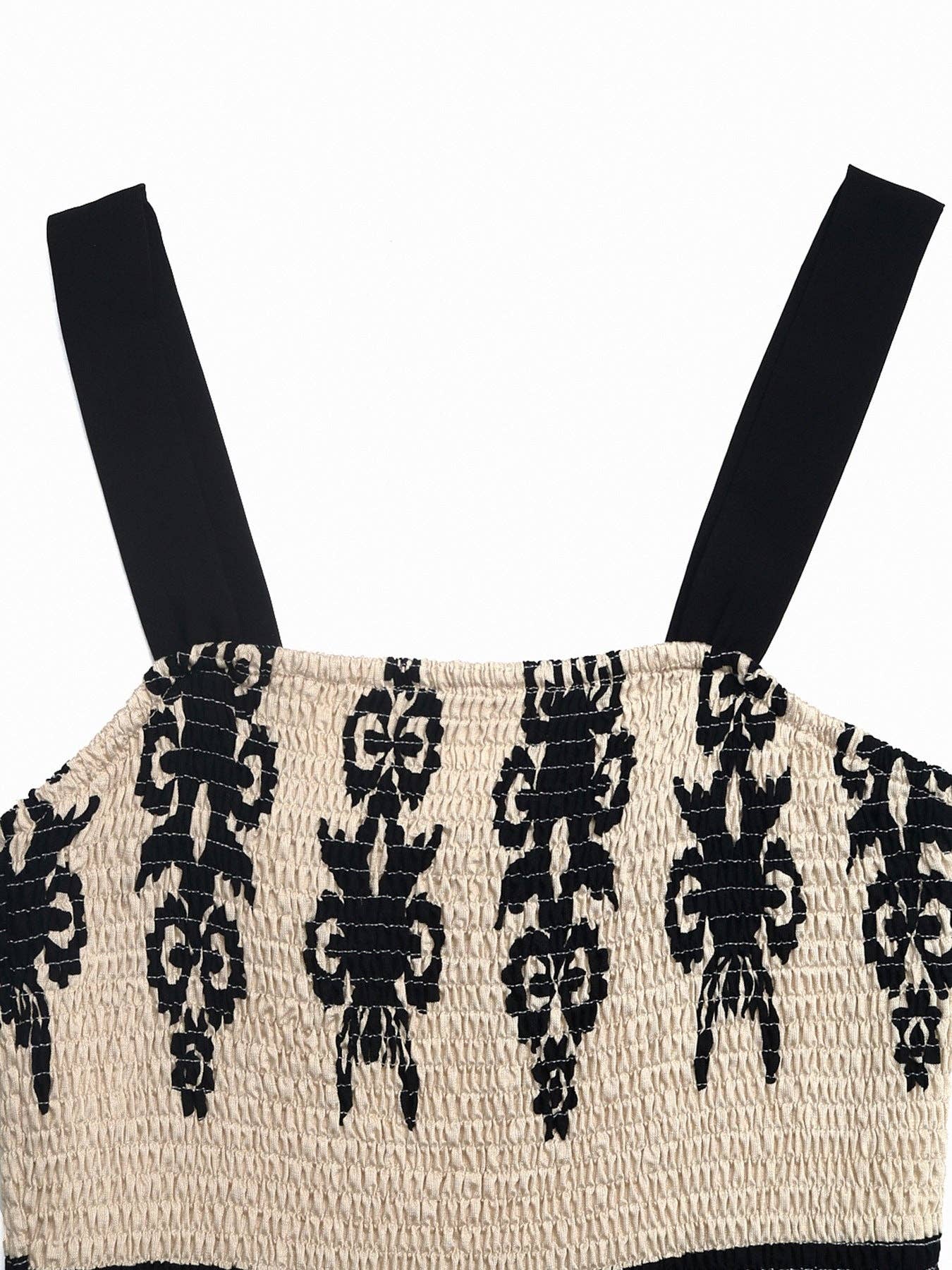Boho Printed Smocked Midi Dress Vacation Summer