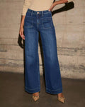 Slimming,wide-leg retro style straight-leg pants