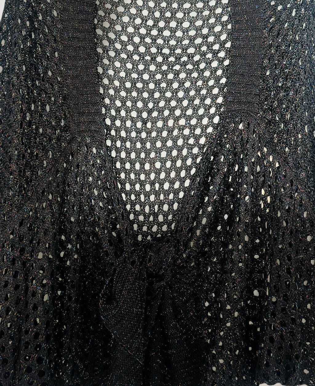 Eyelet Open-Knit cover up Cardigan with Front Tie