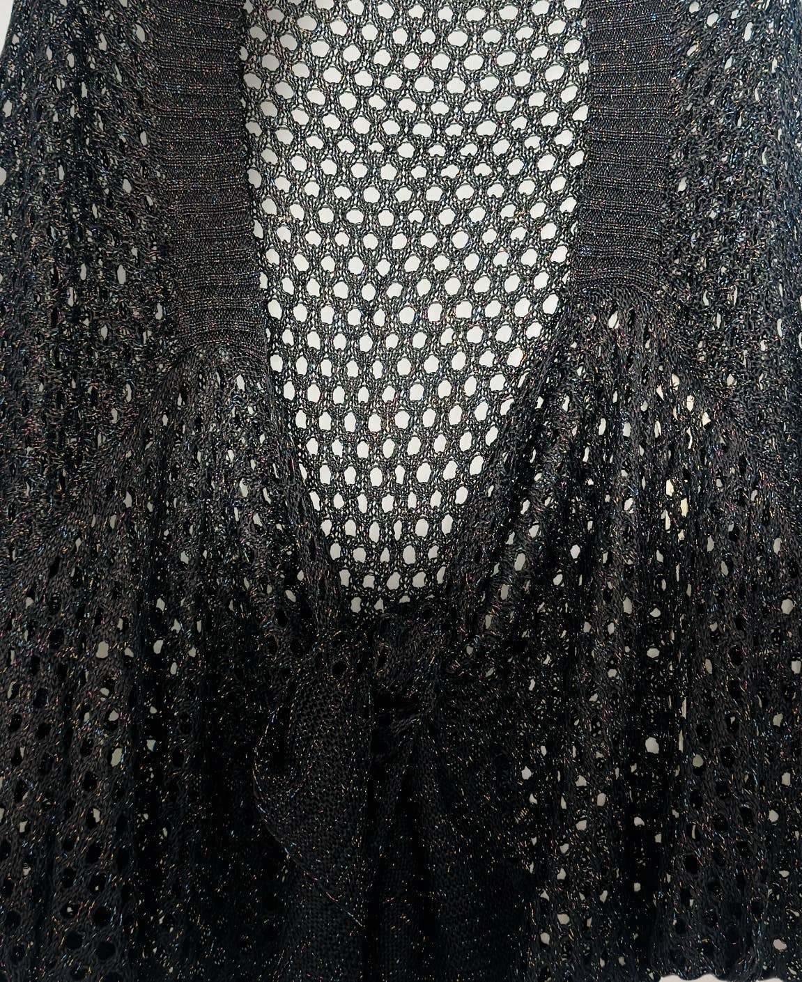 Eyelet Open-Knit cover up Cardigan with Front Tie