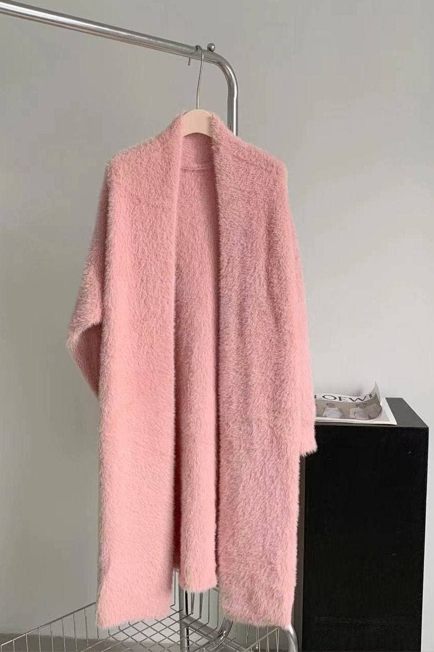 Leisure loose fluffy Knit long Cardigan