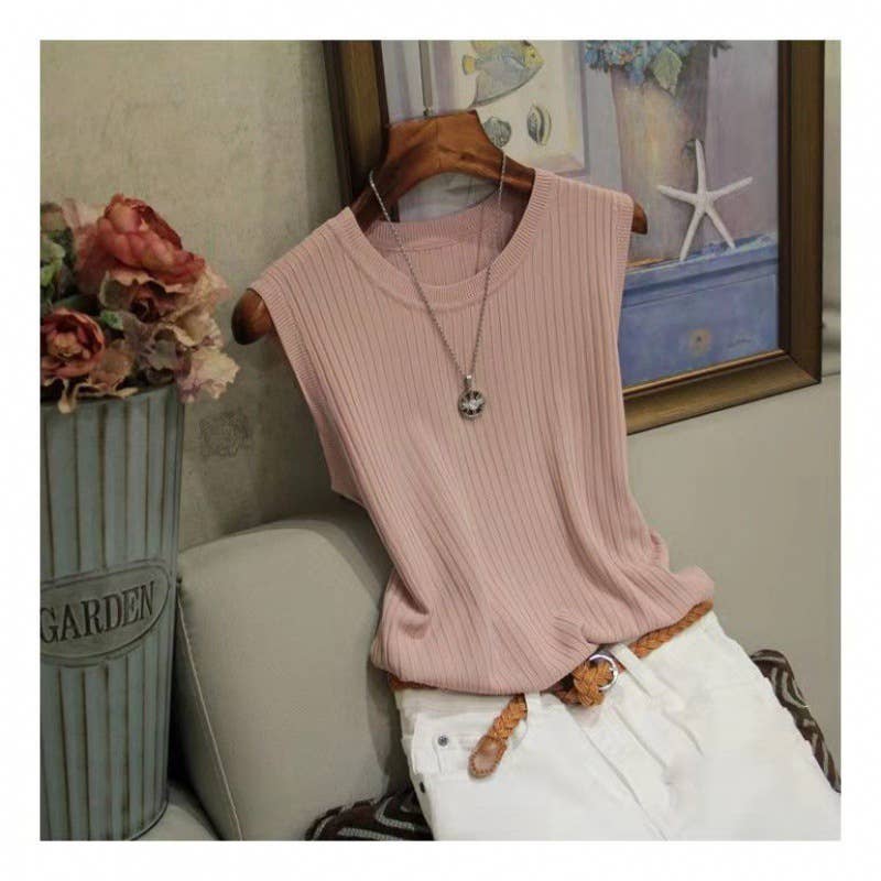 Slim Ice Silk Sleeveless Knit Tank Top