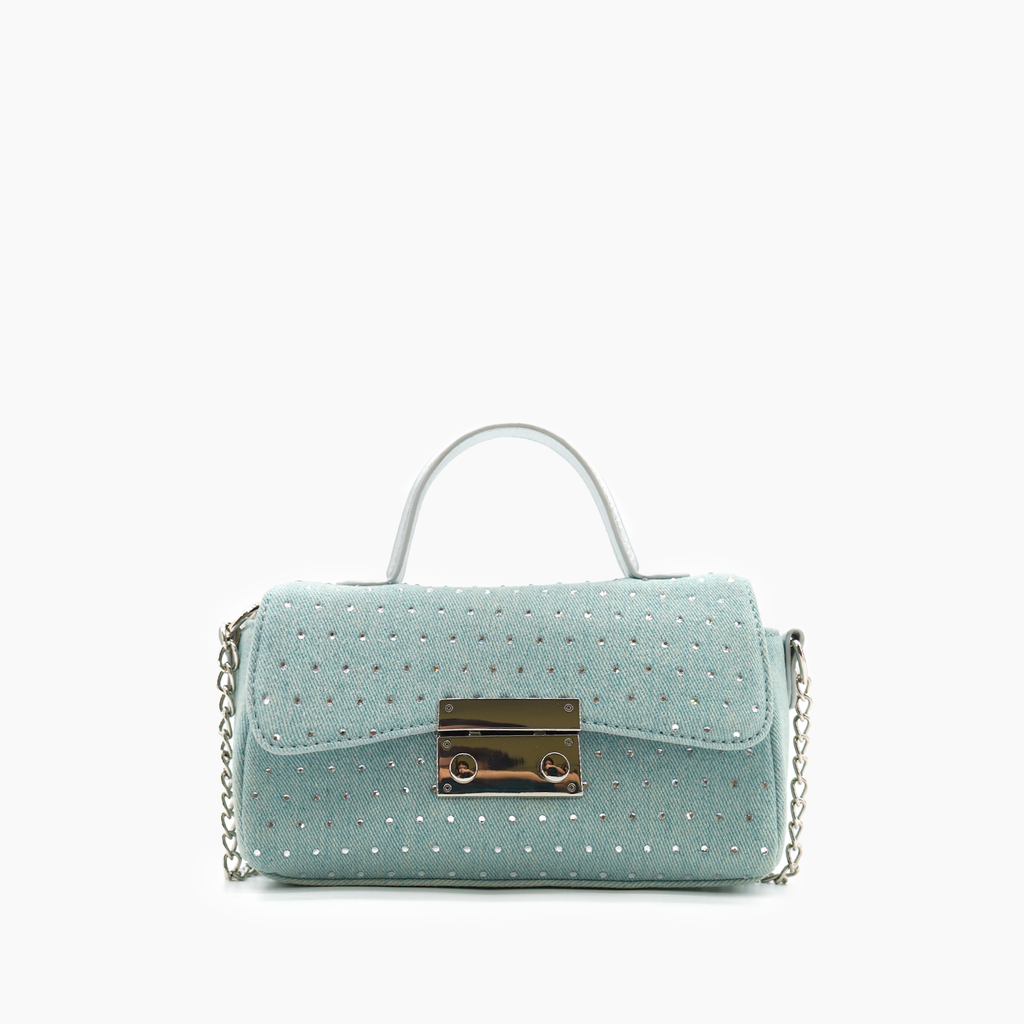 Trendy Denim Crossbody Bag Girls Clutch Purse with Chain