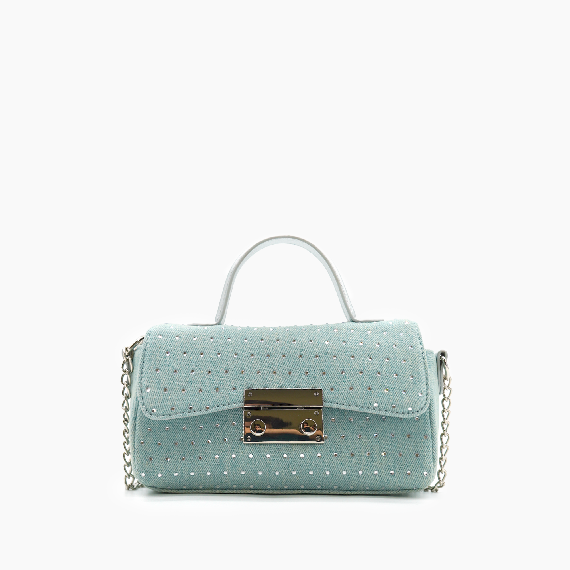 Trendy Denim Crossbody Bag Girls Clutch Purse with Chain