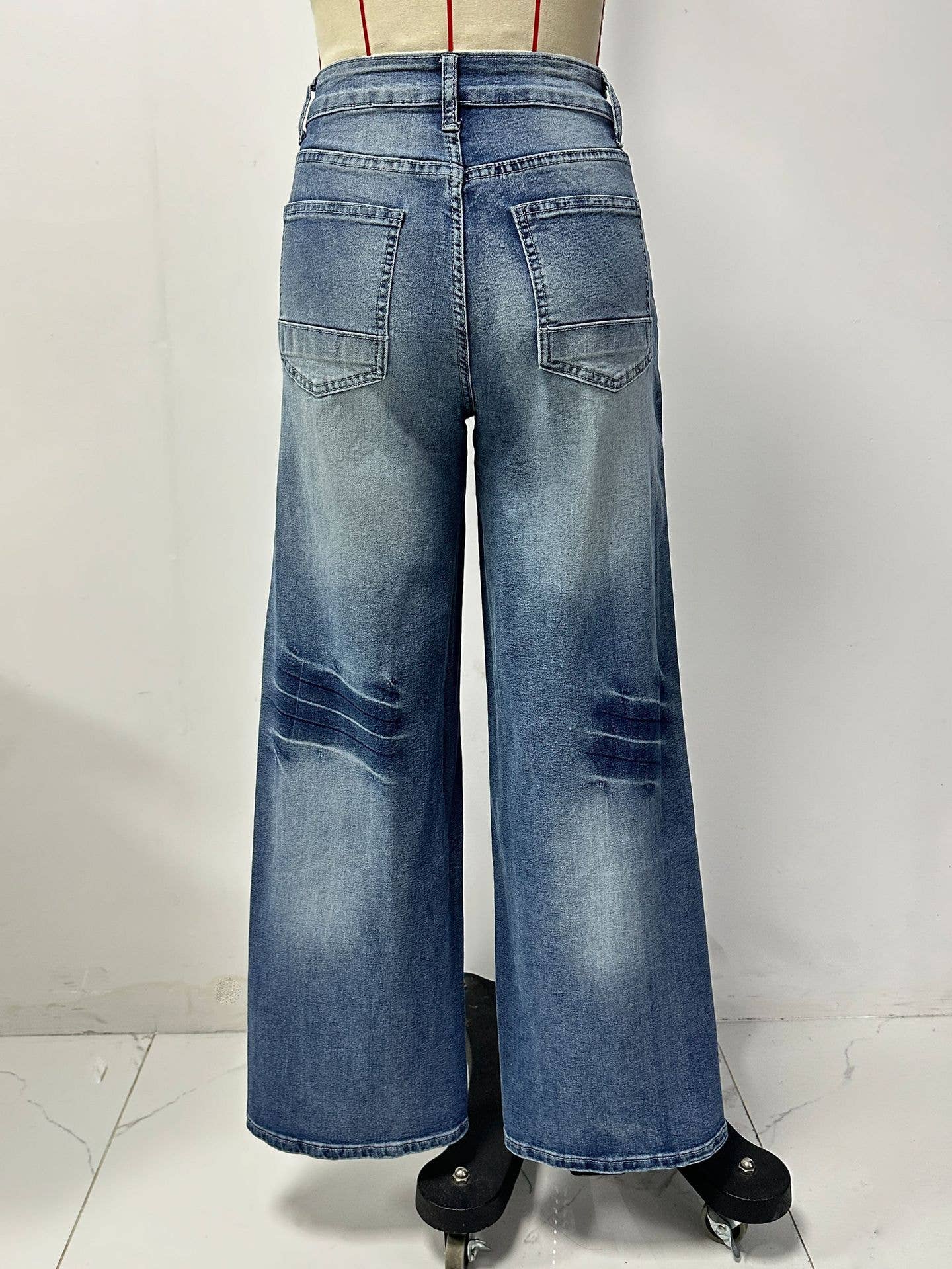 Loose high-waisted wide-leg straight-leg pants
