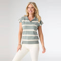Lightweight Heavenly-Luxe Short Sleeve Striped V-Neck