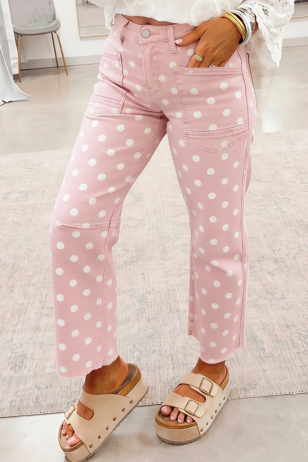Polka Dot Casual Slim Fit Jeans