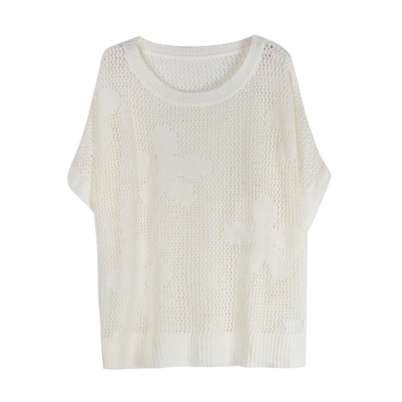 Boho Summer Chic Flower Crochet Hollow Knit Top