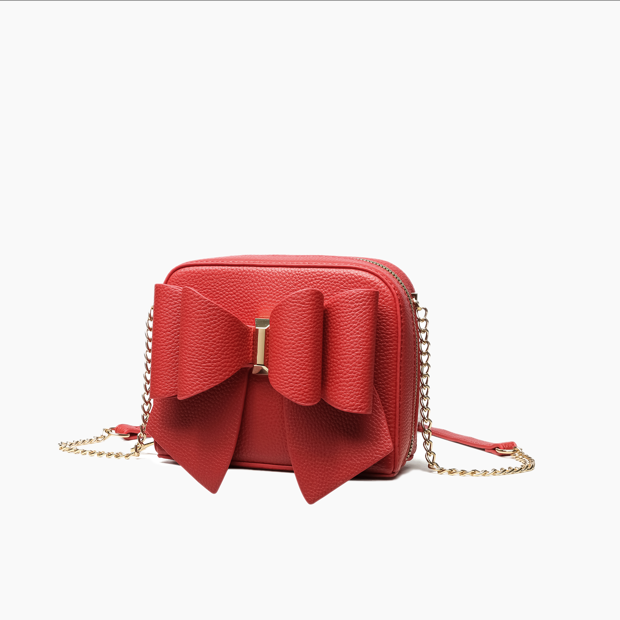 Women's Vegan Leather Long Strap Chloe Bow Mini Crossbody