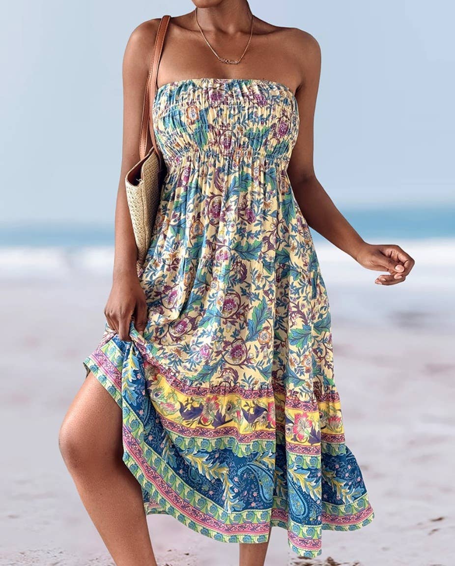 Swing Style Bohemia Ethnic Floral maxi skirt