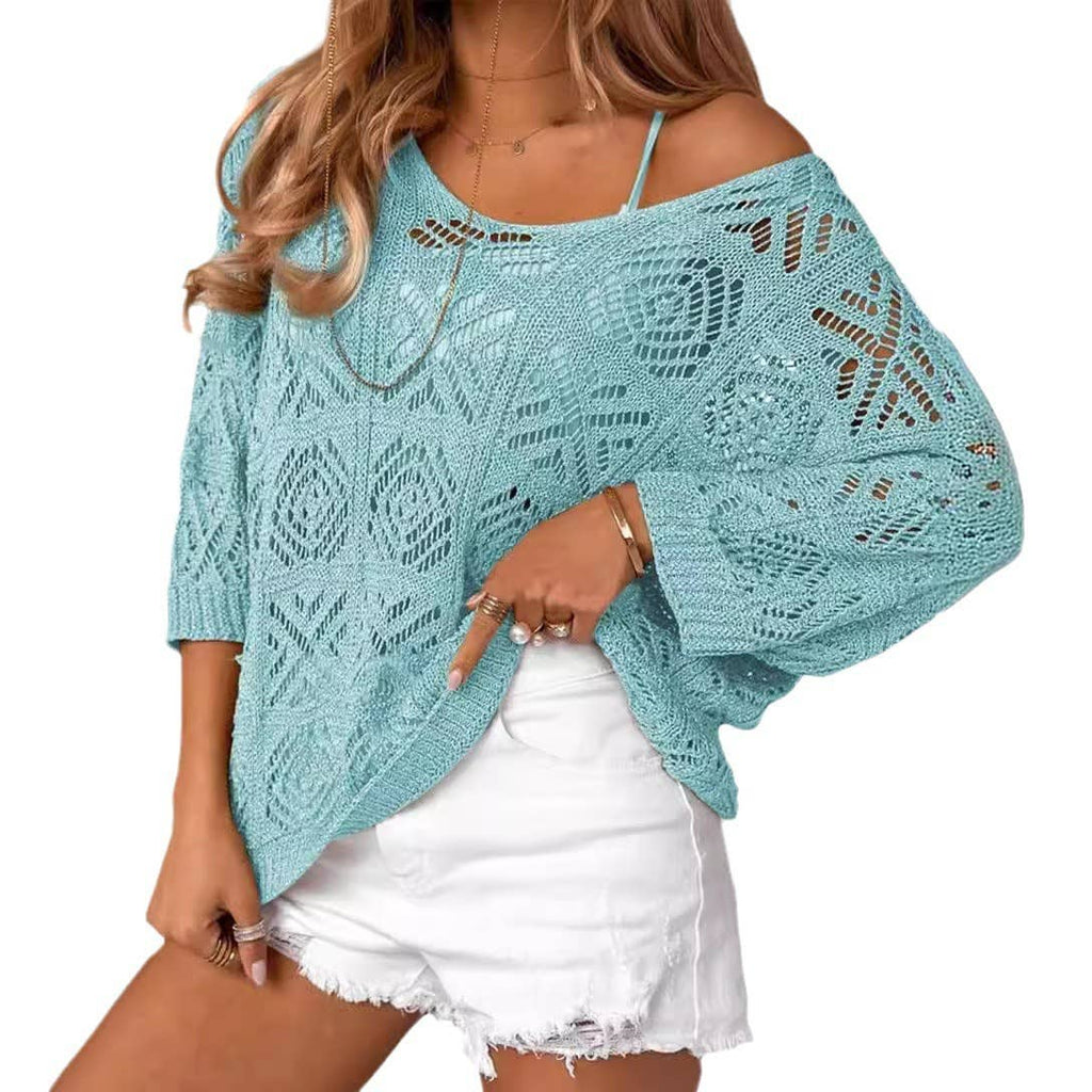 Bohemian Crochet Pattern Batsleeve Beach Knit Top