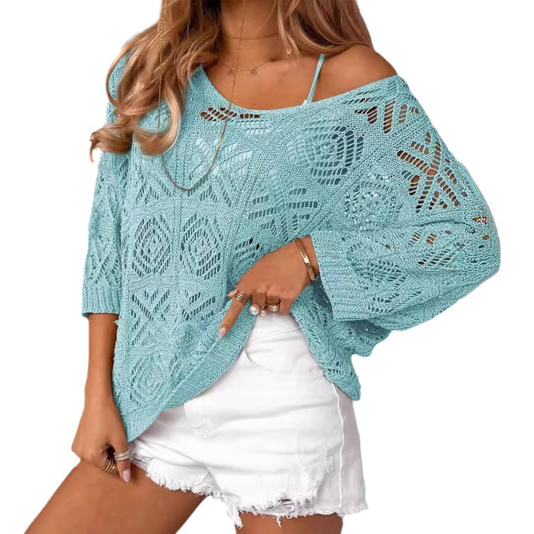 Bohemian Crochet Pattern Batsleeve Beach Knit Top