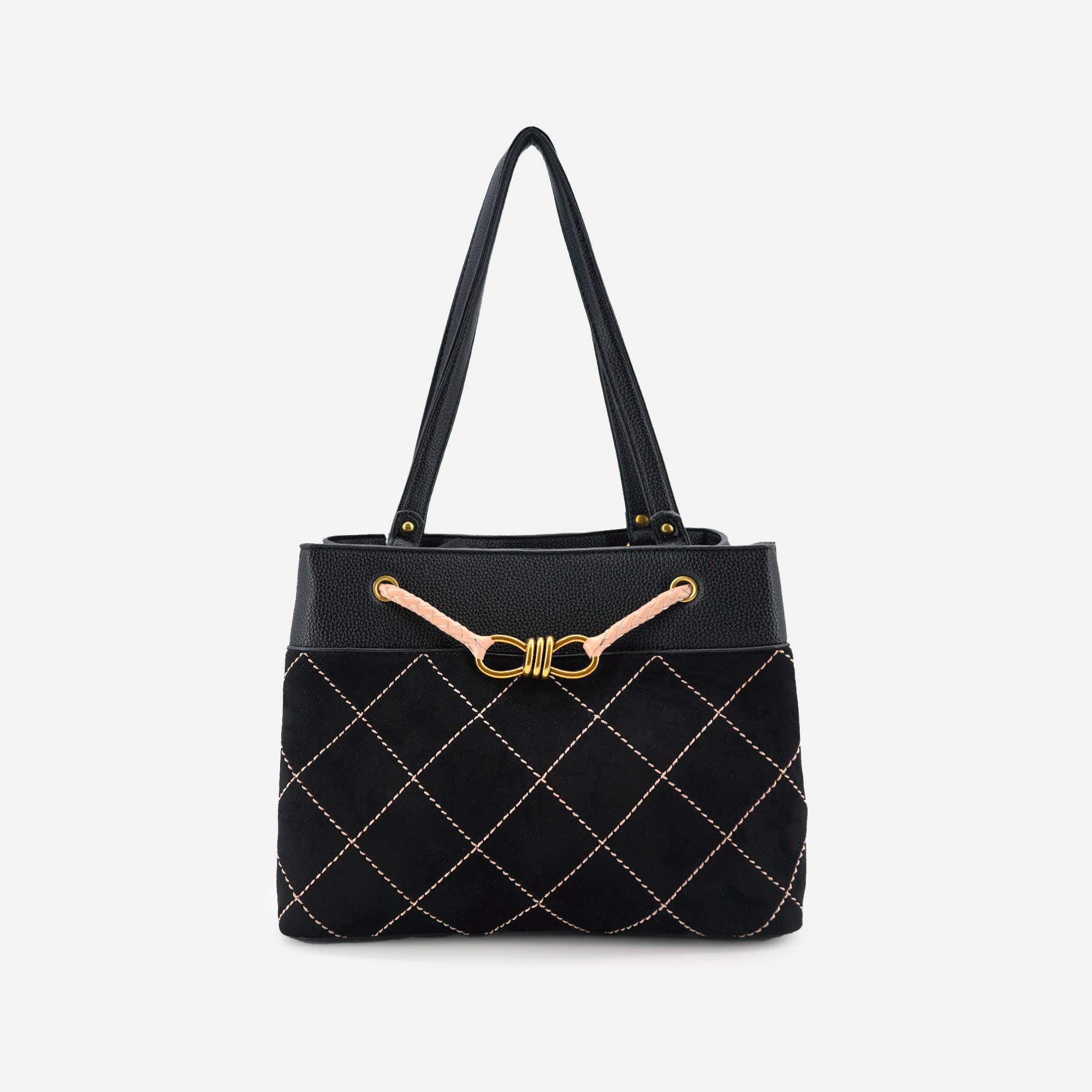 Velvet Knot Quilted Shoulder Women's Tote Bag