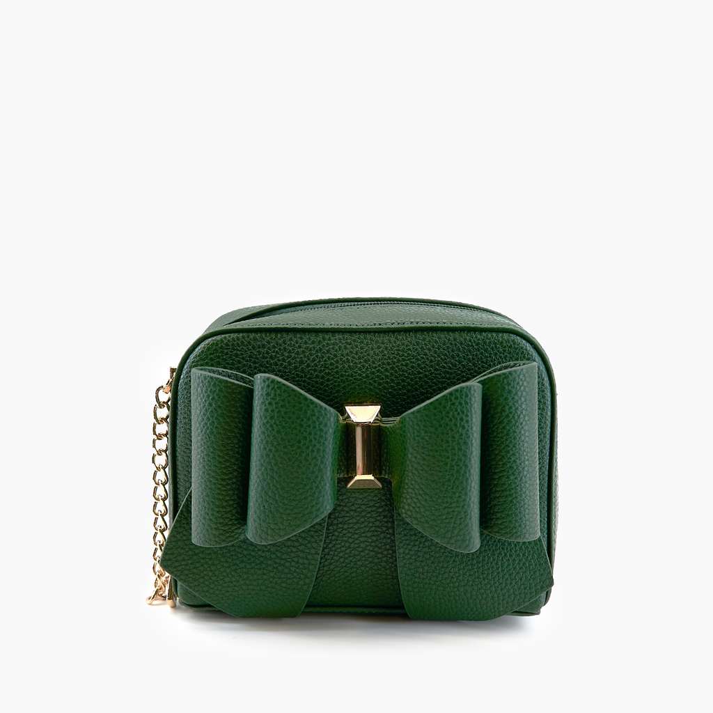 Women's Vegan Leather Long Strap Chloe Bow Mini Crossbody