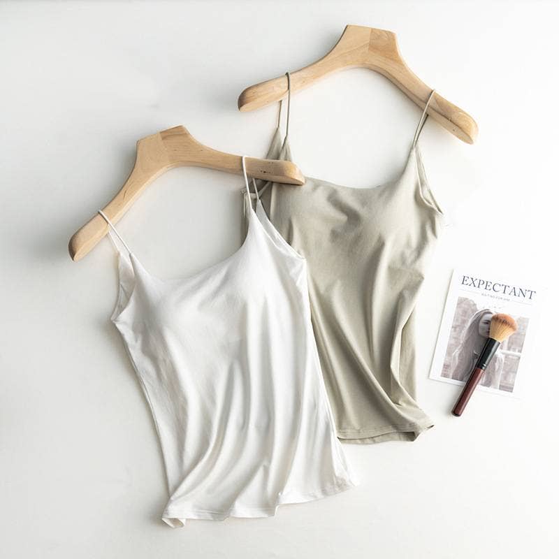 Cotton blend camisole daily regular basic self bra tank top