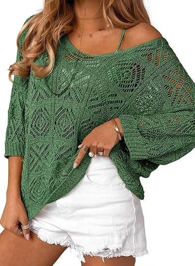Bohemian Crochet Pattern Batsleeve Beach Knit Top