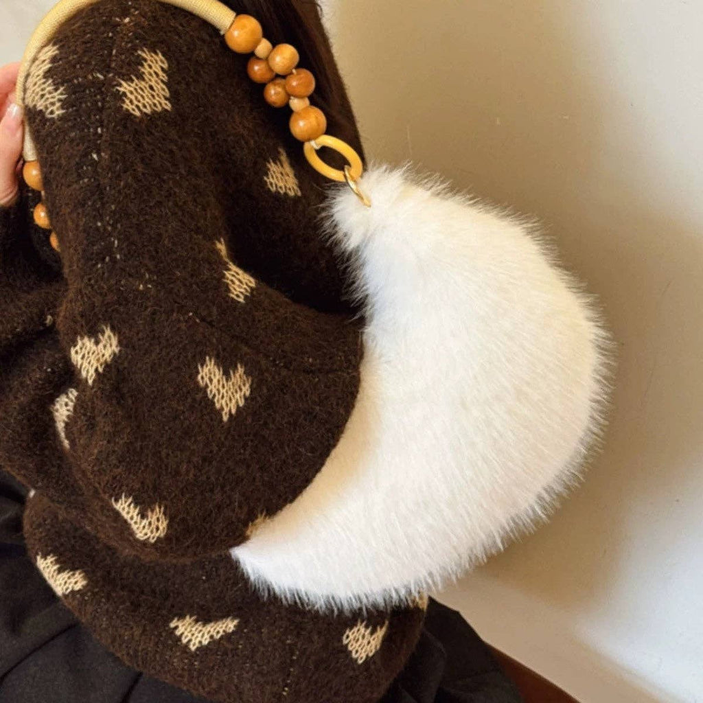 Winter Solid Soft Fluffy Underarm Handbag MK2BLW6W10BBG700