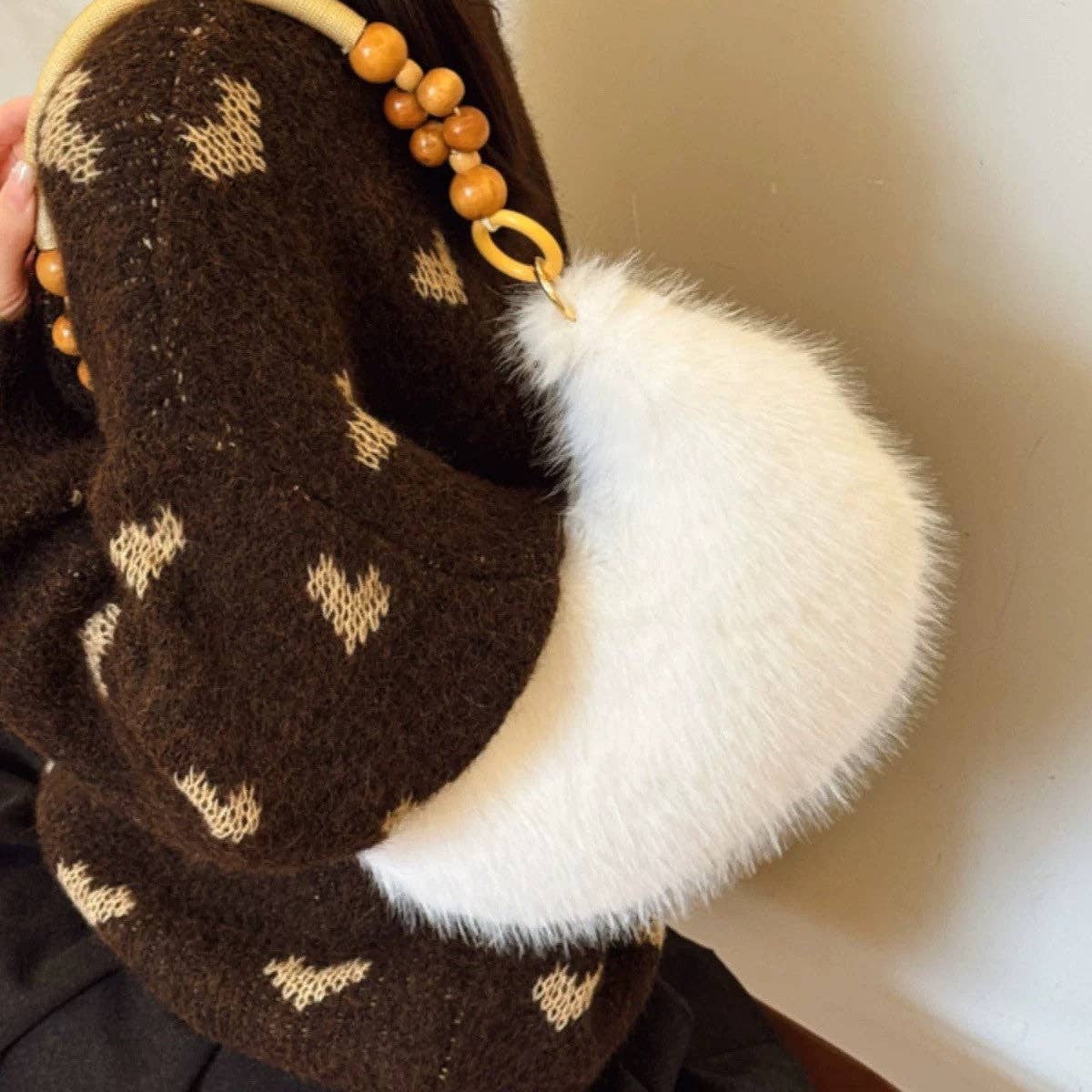 Winter Solid Soft Fluffy Underarm Handbag MK2BLW6W10BBG700