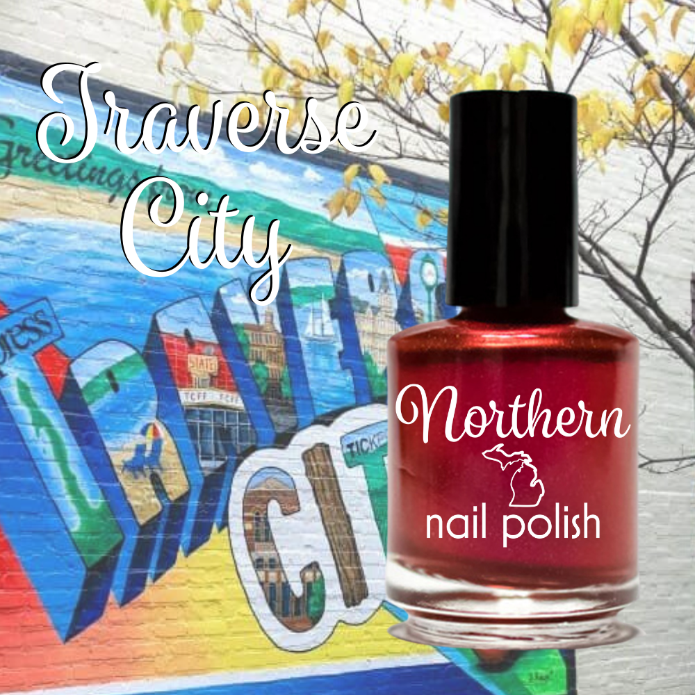 Traverse City ~ Nail Polish Holographic Red Toxin Free Vegan