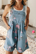 LDC Floral Print Pocket Denim Shortalls