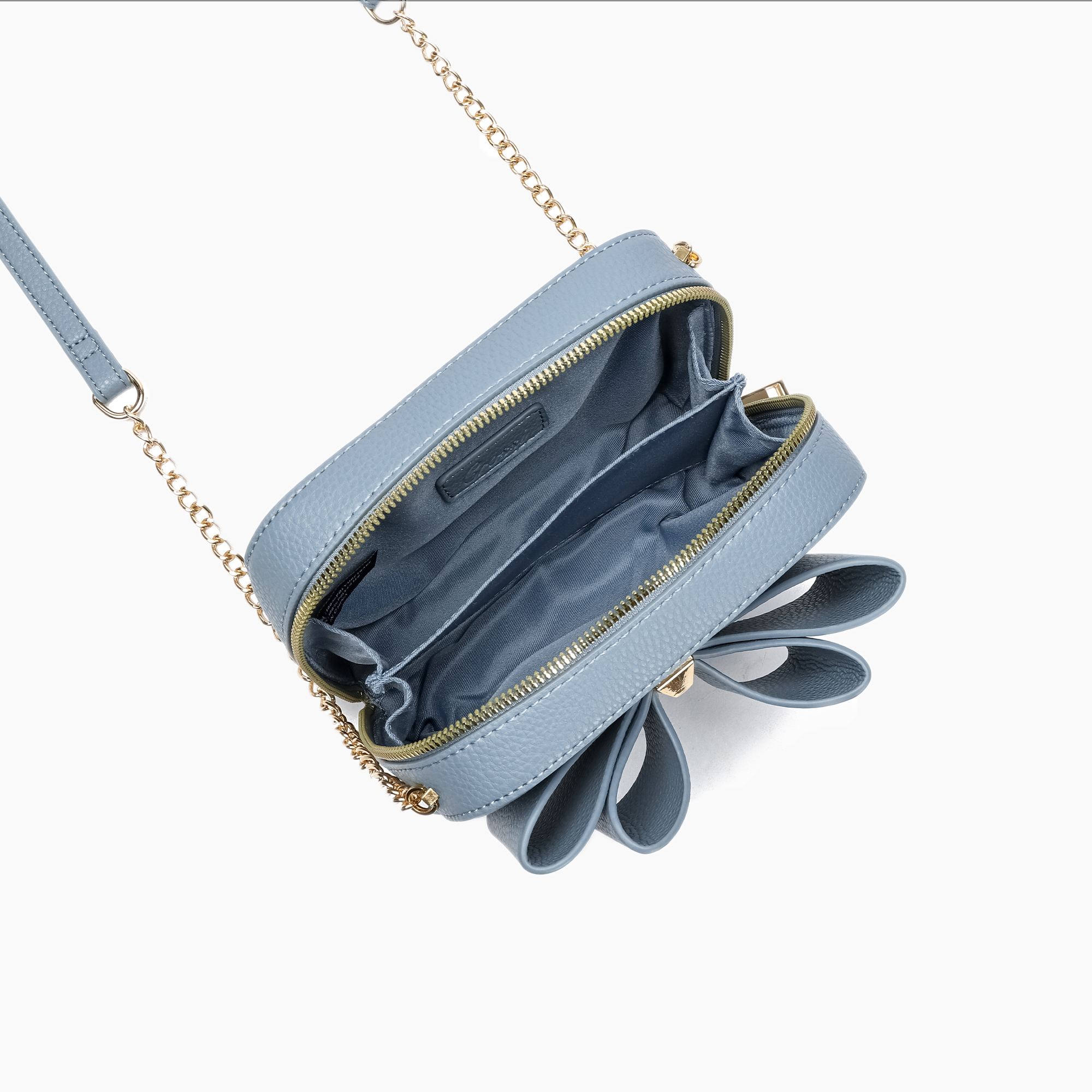 Women's Vegan Leather Long Strap Chloe Bow Mini Crossbody