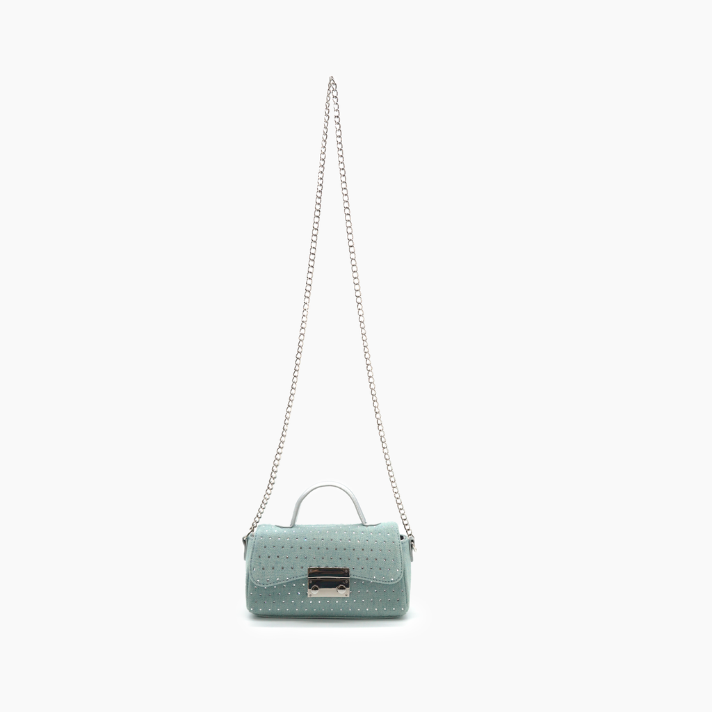 Trendy Denim Crossbody Bag Girls Clutch Purse with Chain