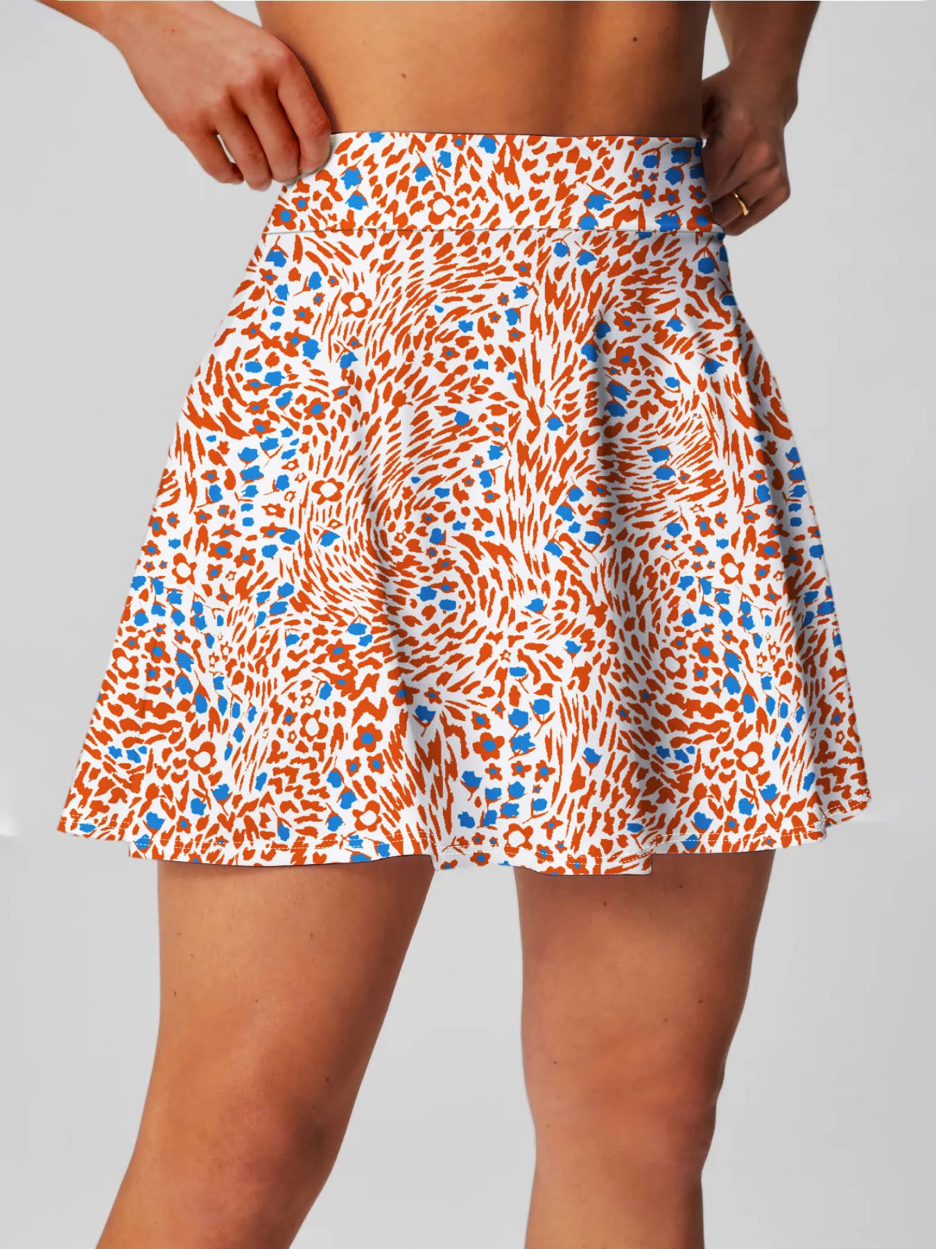 Floral print tennis skort boho athletic skirt with shorts