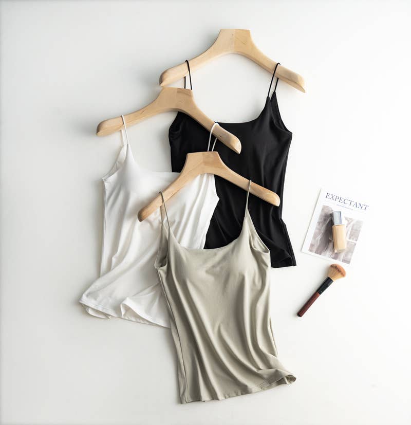 Cotton blend camisole daily regular basic self bra tank top
