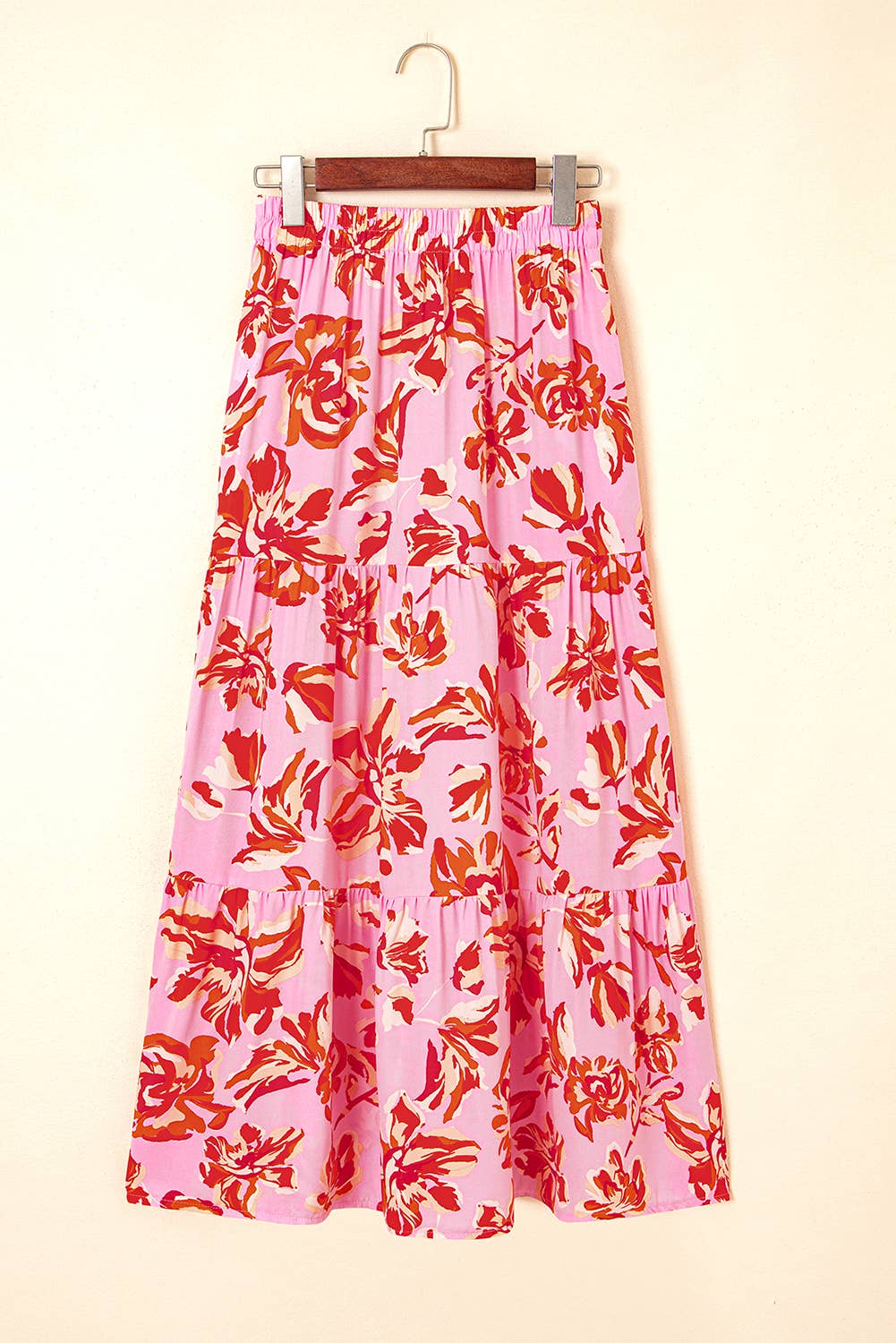 Bohemian Floral Print Tiered Maxi Skirt