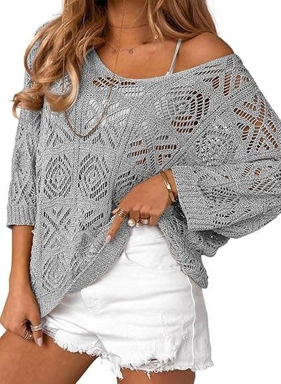 Bohemian Crochet Pattern Batsleeve Beach Knit Top