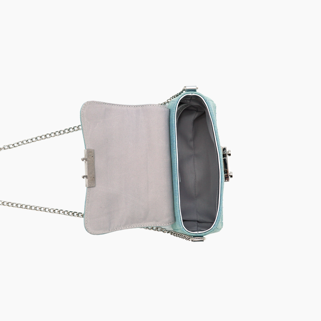 Trendy Denim Crossbody Bag Girls Clutch Purse with Chain
