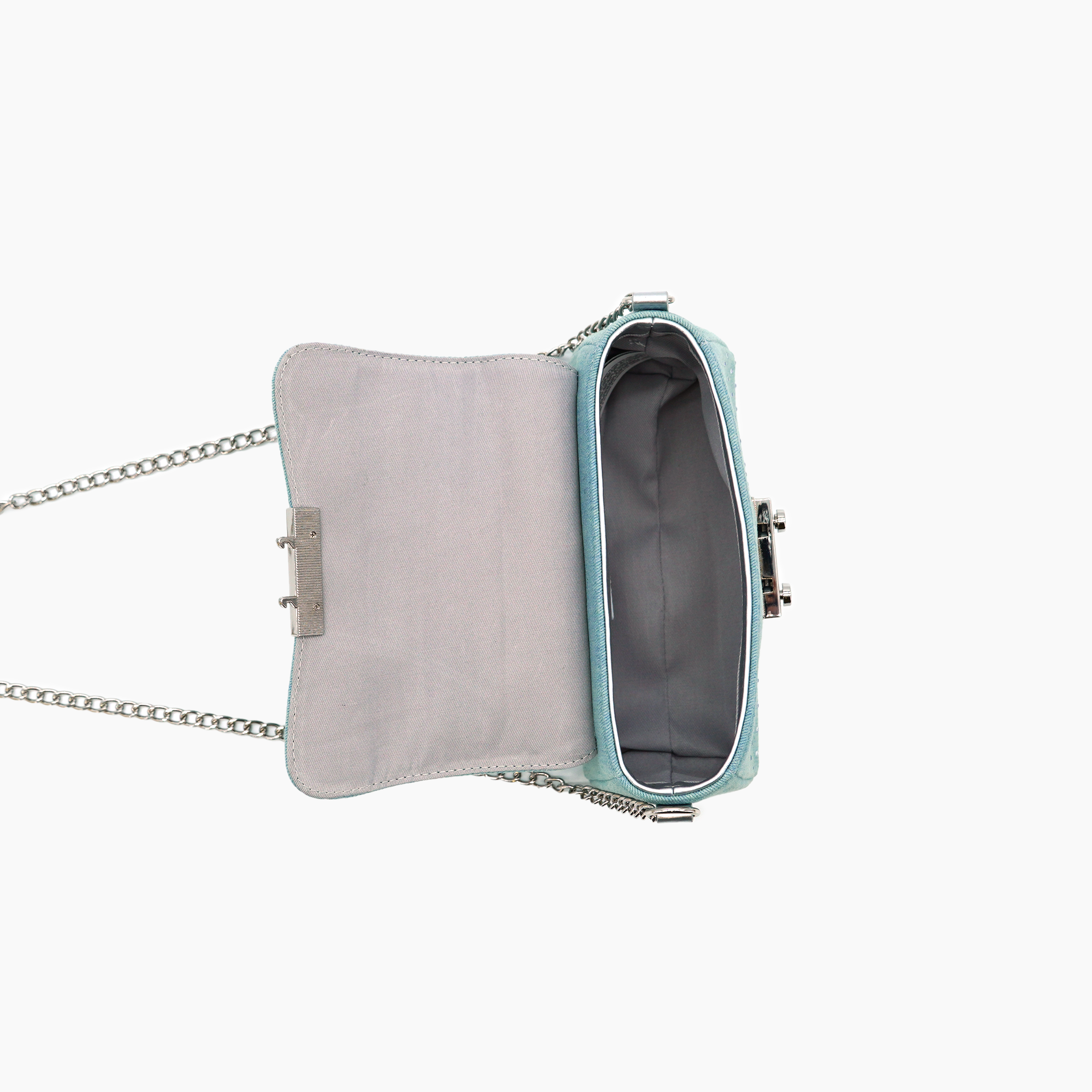 Trendy Denim Crossbody Bag Girls Clutch Purse with Chain