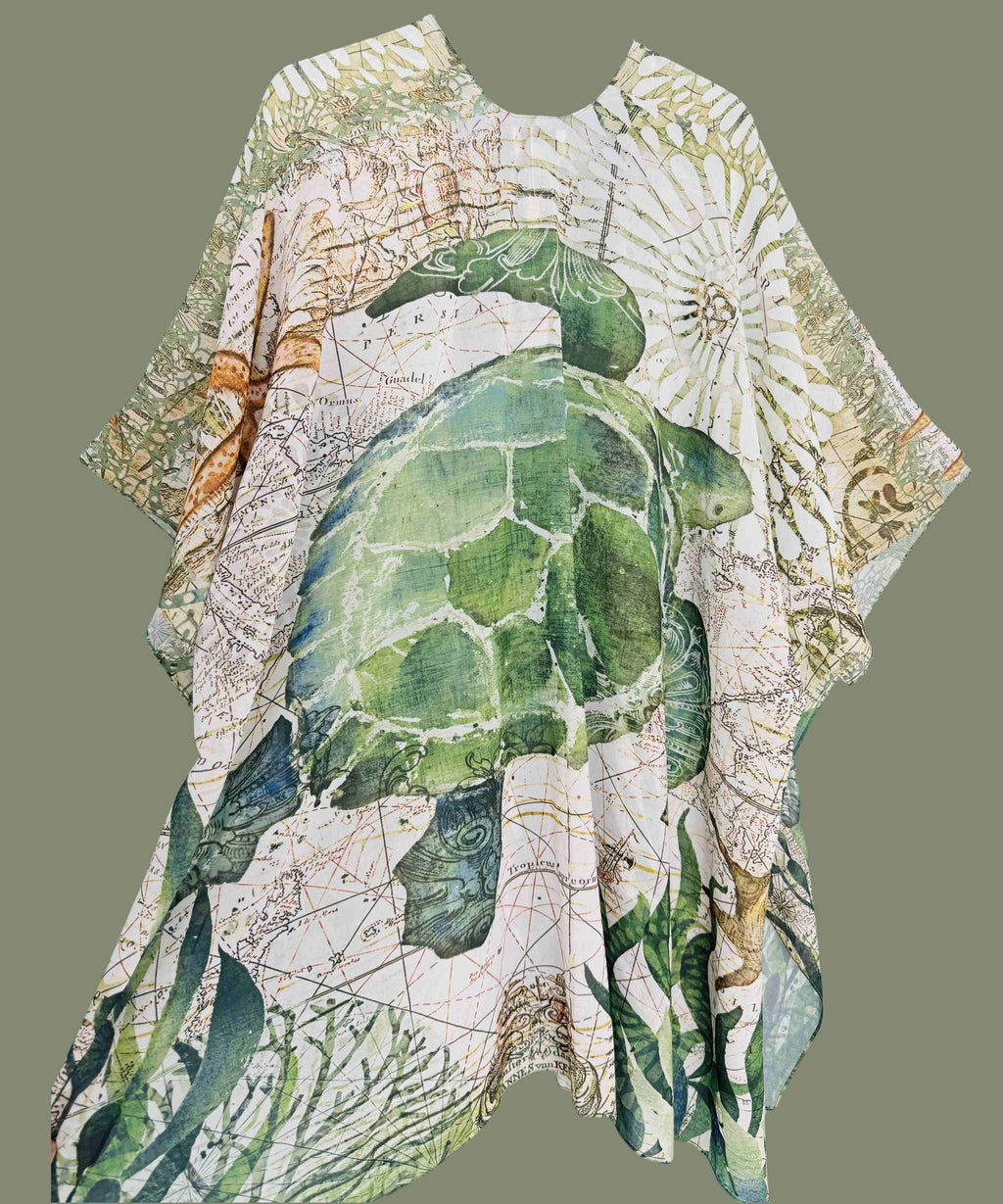 JC070960 Green-Multi Sea Turtle Kimono